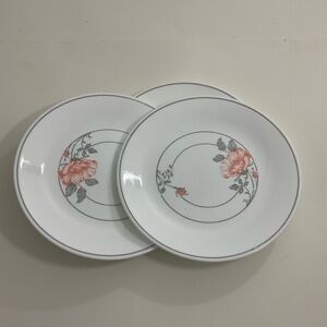 Corelle peach and gray bread plates